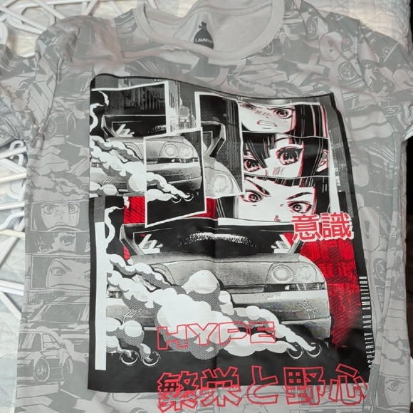 Lamborghini Anime Graphic Tee in Gray and Red - Picture 1 of 1